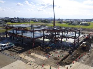 10月12日：2工区鉄骨建方、外周土間CON打設